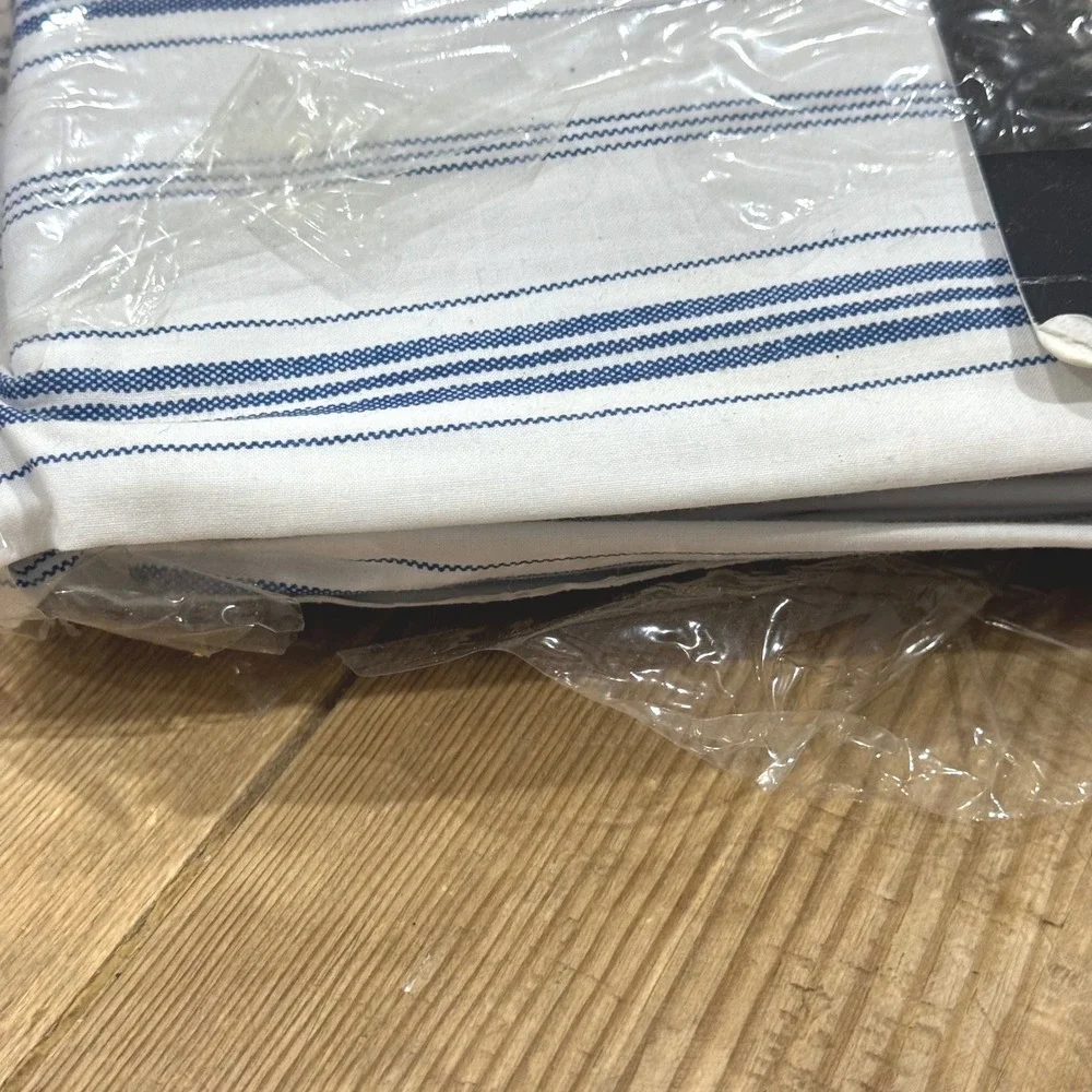 Ralph Lauren Village Stripe Fitted Sheet Blue White Vintage 1990 NEW- King